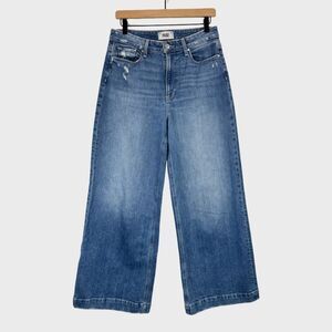 Paige Harper Womens Jeans Blue Denim Organic Cotton Wide Leg Distressed Size 29